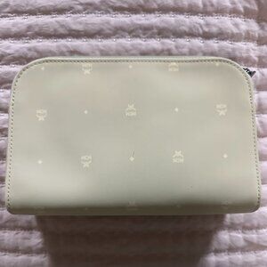 MCM Ivory Cream Nylon Pouch Makeup Toiletry Bag NWOT